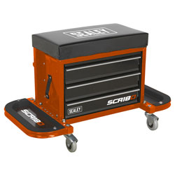 Sealey SCR18O Mechanic's Utility Seat & Toolbox - Orange