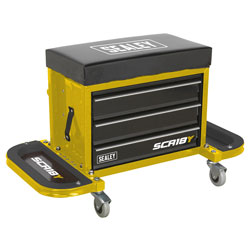 Sealey SCR18Y Mechanic's Utility Seat & Toolbox - Yellow