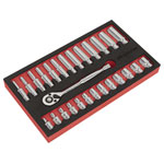 Sealey AK66721 Ratchet Wrench & Socket Set 27pc 1/4Sq Drive