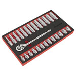 Sealey AK66723 Ratchet Wrench & Socket Set 27pc 1/2Sq Drive