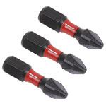 Sealey AK8208 Pozi #2 Impact Power Tool Bits 25mm - 3pc