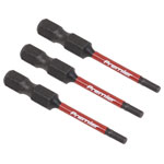 Sealey AK8235 Hex 2.5mm Impact Power Tool Bits 50mm - 3pc