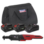 Sealey CP20VRWKIT Cordless Ratchet Wrench 3/8Sq Drive Kit 20V SV20 - 2 Batt