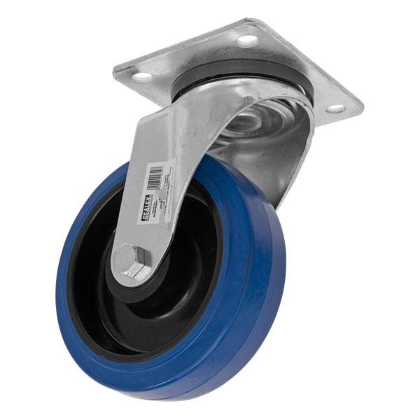 Sealey SCW3160SPEM Heavy-Duty Blue Elastic Rubber Swivel Castor Wh...