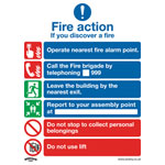 Worksafe SS19P10 Safety Sign Fire Action With Lift - Rigid Plastic - PK10