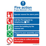 Worksafe SS20P10 Safety Sign Fire Action Without Lift - Rigid Plastic - PK10