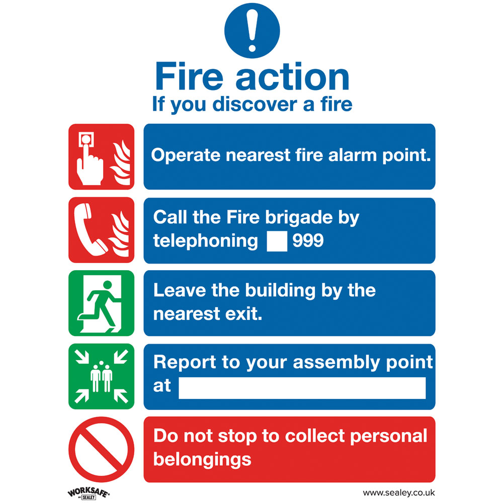 Cartello Antincendio Formato A4 210x297 Mm – Azioni In Caso Di Incendio – Conforme Norma EN ISO 7010:2016 – Durevole E Facile Da Applicare