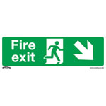 Worksafe SS36V10 Safety Sign Fire Exit (Down Right) - Self-Adhesive Vinyl - PK10