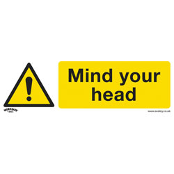 Worksafe SS39V1 Warning Safety Sign - Mind Your Head - Self-Adhesive Vinyl