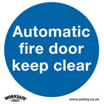 Worksafe SS3V1 Safety Sign Automatic Fire Door Keep Clear - Self-Adhesive Vinyl