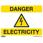 Worksafe SS41V1 Warning Safety Sign - Danger Electricity - Self-Adhesive Vinyl