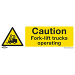 Worksafe SS44V1 Safety Sign Caution Fork-Lift Trucks - Self-Adhesive Vinyl