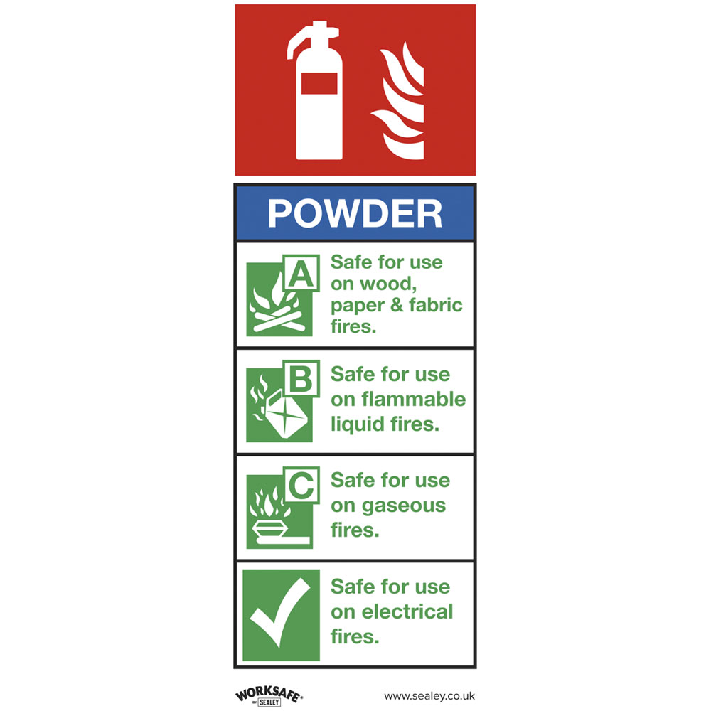 Worksafe SS52V10 Safety Sign Powder Fire Extinguisher - Self-Ad Vinyl ...