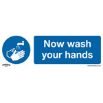 Worksafe SS5V1 Mandatory Safety Sign - Now Wash Your Hands - Self-Adhesive Vinyl