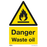 Worksafe SS60V1 Warning Safety Sign - Danger Waste Oil - Self-Adhesive Vinyl