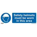 Worksafe SS8V1 Safety Sign Safety Helmets Must Be Worn In This Area SelfAd Vinyl