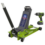 Sealey 2001LEHVCOMBO 2.2 Tonne Trolley Jack & 18V Cordless Impact Wrench - Green
