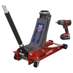Sealey 2001LERECOMBO 2.2 Tonne Trolley Jack & 18V Cordless Impact Wrench - Red