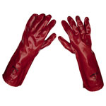 Sealey 9114/12 Worksafe PVC Gauntlets 450mm, Red - Pack of 12 Pairs