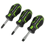 Sealey AK4328HV Premier GripMAX Stubby Screwdriver Set 3pc - Hi-Vis Green