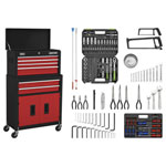 Sealey AP22RCOMBO American PRO Topchest & Rollcab Combi 170pc Tool Kit Red/Black