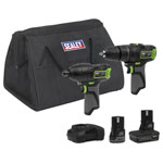 Sealey CP108VCOMBO3 2 x SV10.8 Cordless Combi Drill & Impact Driver 10.8V 2 Bats