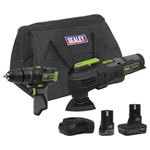 Sealey CP108VCOMBO5 2x SV10.8 Cordless Combi Drill & Multi-Tool Kit 10.8V 2 Bats