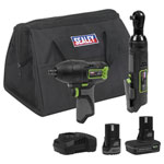 Sealey CP108VCOMBO6EU Cordless Impact Wrench & Ratchet Wrench Kit 10.8V 2 Bat EU