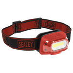 Sealey HT08RR Rechargeable Head Torch with Auto-Sensor 8W COB LED - Red