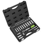 Sealey S01287 Siegen Extending Ratchet Socket Set 3/8Sq Drive 34pc