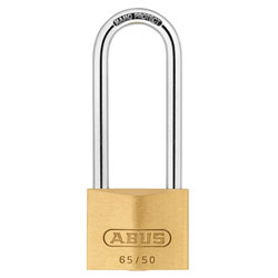 ABUS 12020 65/50mm Brass Padlock 80mm Long Shackle Keyed Alike 6504