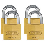 ABUS 33664 65/30mm Brass Padlock Quad Pack