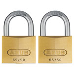 ABUS 54258 65/50mm Brass Padlock Twin Pack Carded