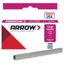 Arrow A187 T18 Staples 11mm (7/16in) Box 1000