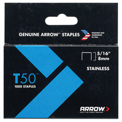 Arrow A505SS1 T50 Staples Stainless Steel 505SS 8mm ( 5/16in) Box 1000