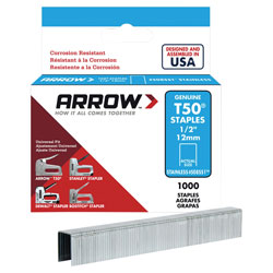 Arrow A508SS1 T50 Staples Stainless Steel 508SS 12mm (1/2in) Box 1000