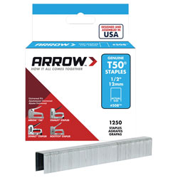 Arrow A50824 T50 Staples 12mm (1/2in) Box 1250