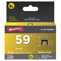 Arrow A591188BL T59 Insulated Staples Black 6 x 8mm Box 300