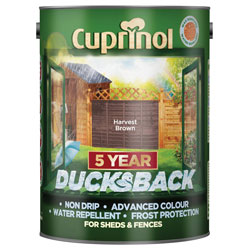 Cuprinol 5092432 Ducksback 5 Year Waterproof for Sheds & Fences Harvest Brown 5L