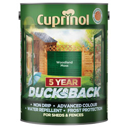 Cuprinol 5095342 Ducksback 5 Year Waterproof for Sheds & Fences Woodland Moss 5L