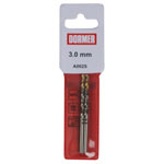 Dormer A002S3.0 A002 HSS-TiN Coated Jobber Drills (2) 3.0mm OL:61mm WL:33mm