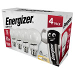 Energizer® S14056 LED BC (B22) Opal GLS Non-Dim Bulb Warm White 806lm 8.2W Pk4