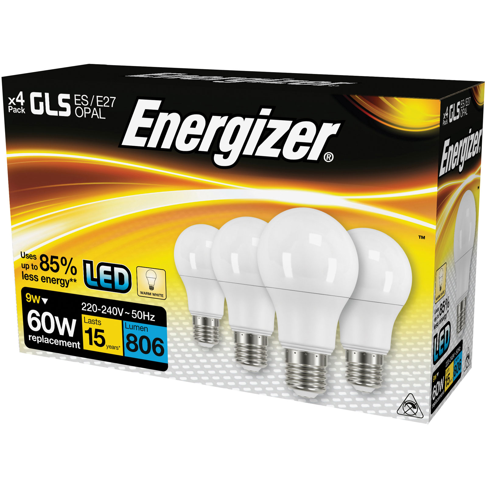 Energizer S14057 LED ES E27 Opal GLS Non Dim Bulb Warm White