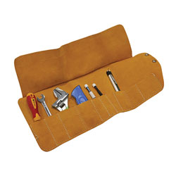 Faithfull FAILTR10 10 Pocket Leather Tool Roll 48 x 27cm