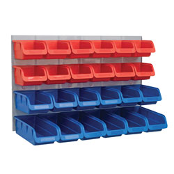 Faithfull FAIPAN24 24 Plastic Storage Bins with Metal Wall Panel