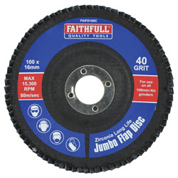 Faithfull FAIFD100C Abrasive Jumbo Flap Disc 100mm Coarse