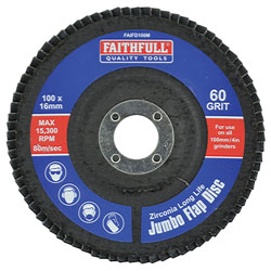 Faithfull FAIFD100M Abrasive Jumbo Flap Disc 100mm Medium