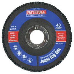 Faithfull FAIFD115C Abrasive Jumbo Flap Disc 115mm Coarse