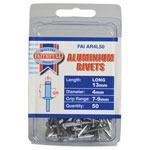Faithfull FAIAR4L50 Aluminium Rivets 4 x 13mm Long Pre-Pack of 50