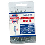 Faithfull FAIAR4M100 Aluminium Rivets 4 x 10mm Medium Pre-Pack of 100